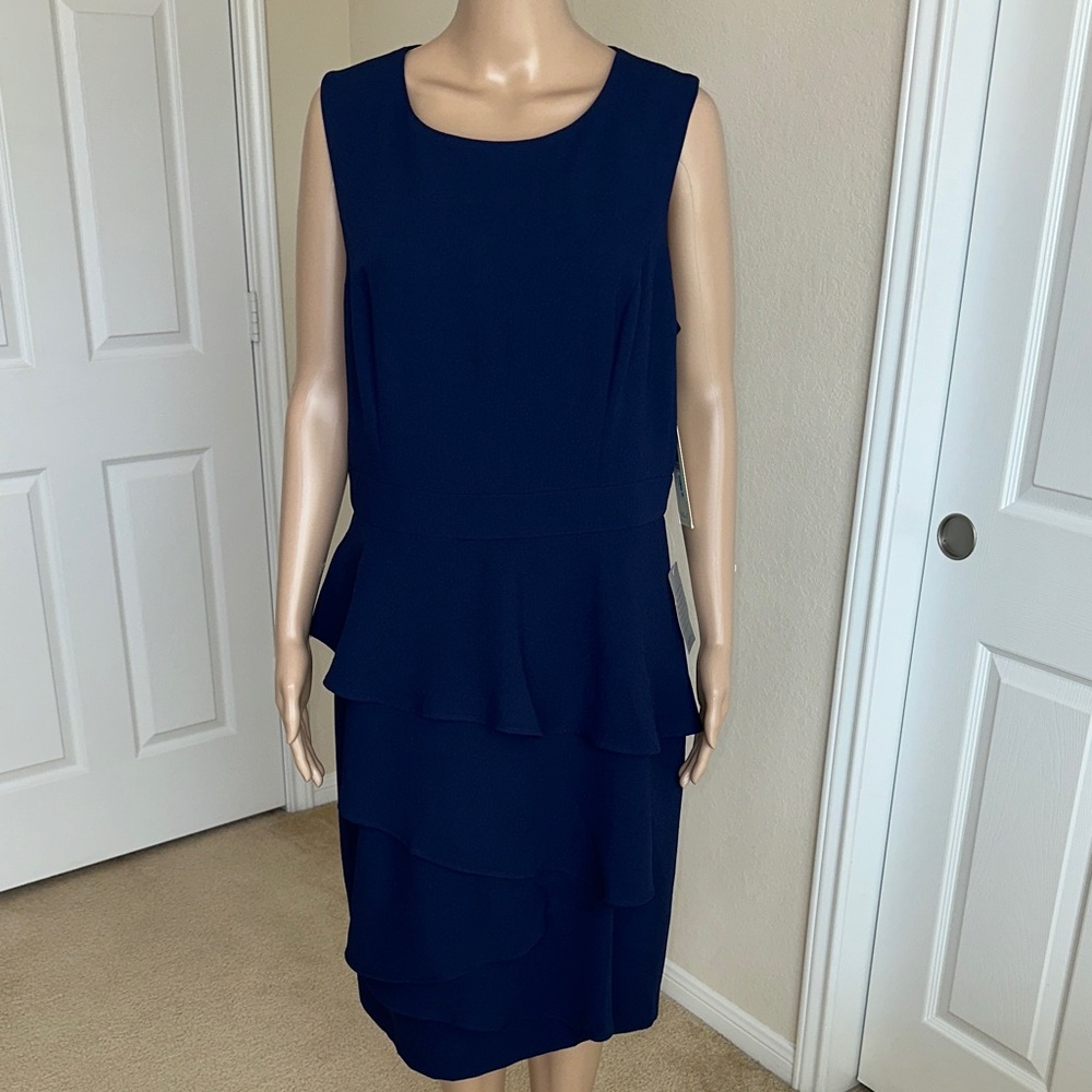 NWT Nordstrom Eliza F Navy Layered Midi Dress Size 16